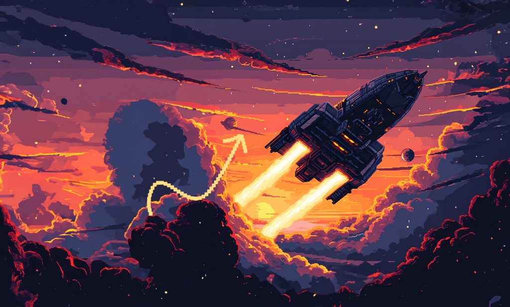 imagen de una nave espacial despegando