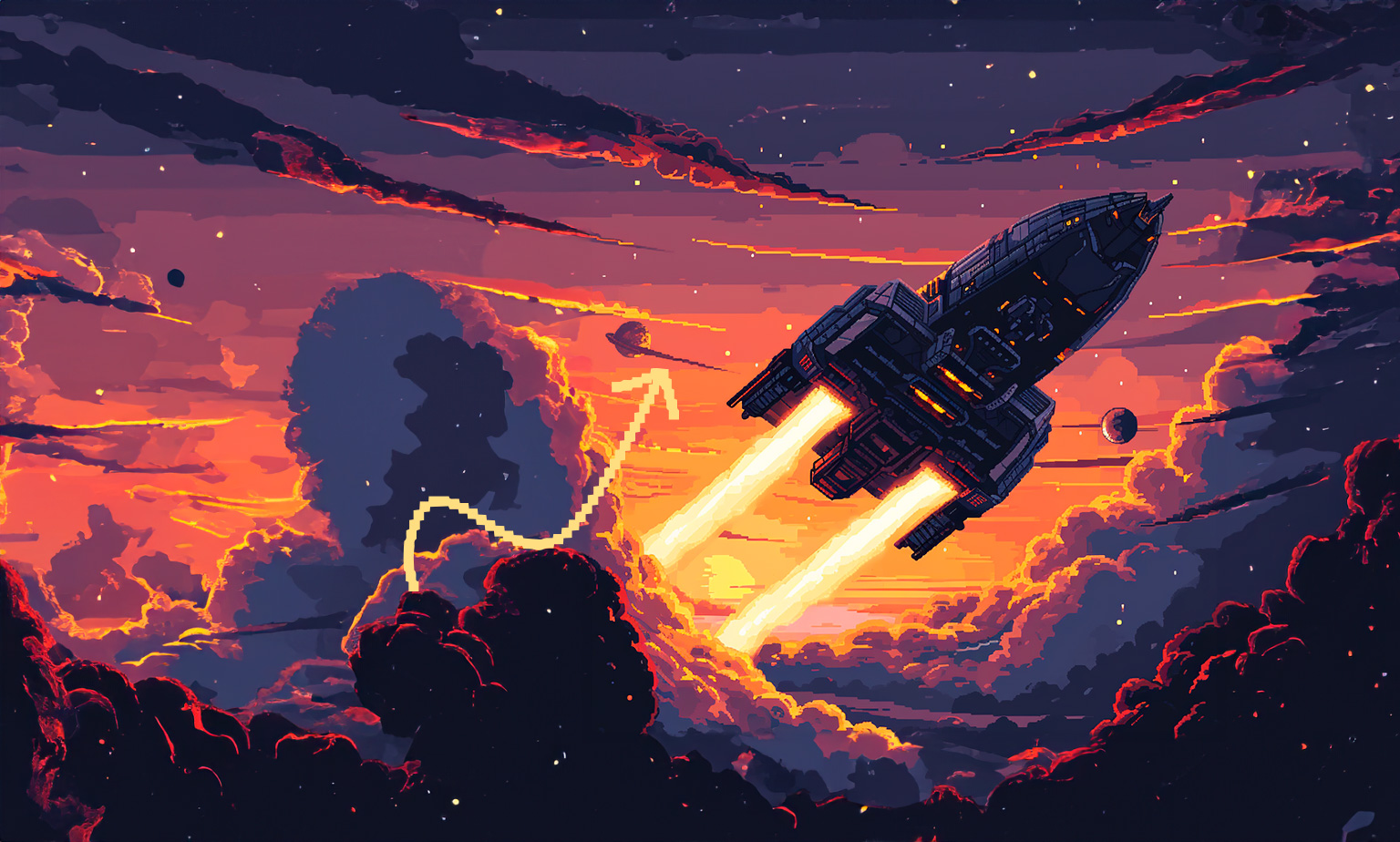 imagen de una nave espacial despegando
