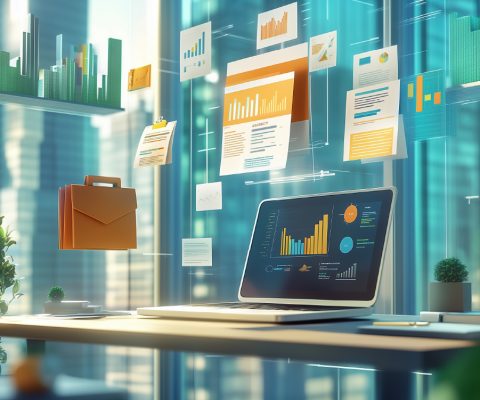 imagen con ordenador y documentos que representan el análisis de datos en empresas tradicionales