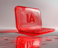 ordenador trasnparente con las letras IA para ilustrar este post sobre ventas digitales