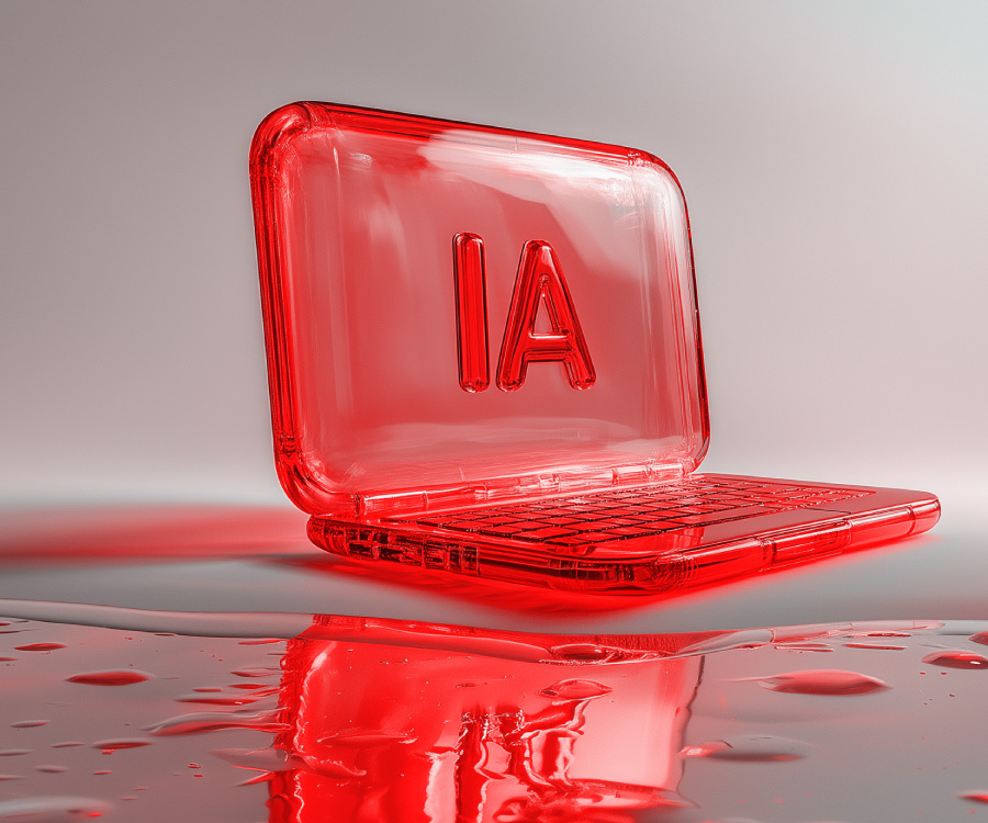 ordenador trasnparente con las letras IA para ilustrar este post sobre ventas digitales